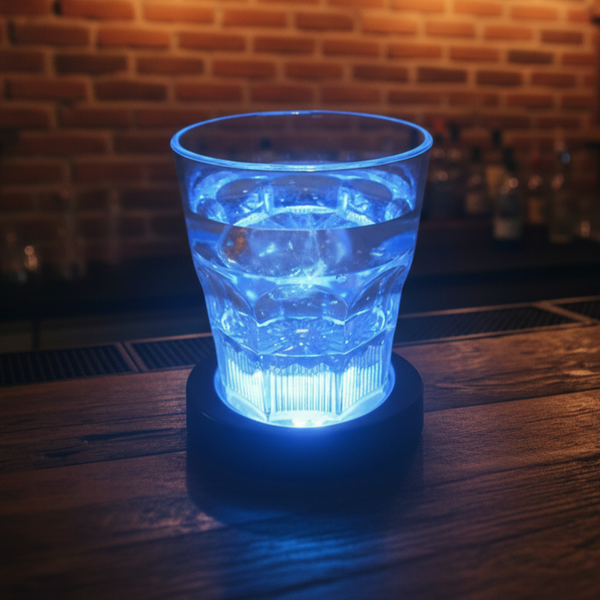 Blue LED Light Up Pressure Activated Drink Coasters - 6 Per Pack