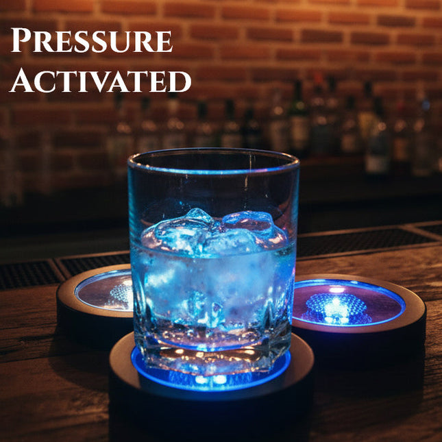 Multi Color LED Light Up Drink Coasters - Pressure Activated