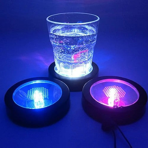 Multi Color LED Light Up Drink Coasters - Pressure Activated