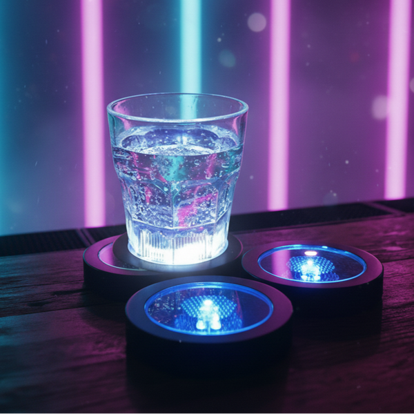 Multi Color LED Light Up Drink Coasters - Pressure Activated
