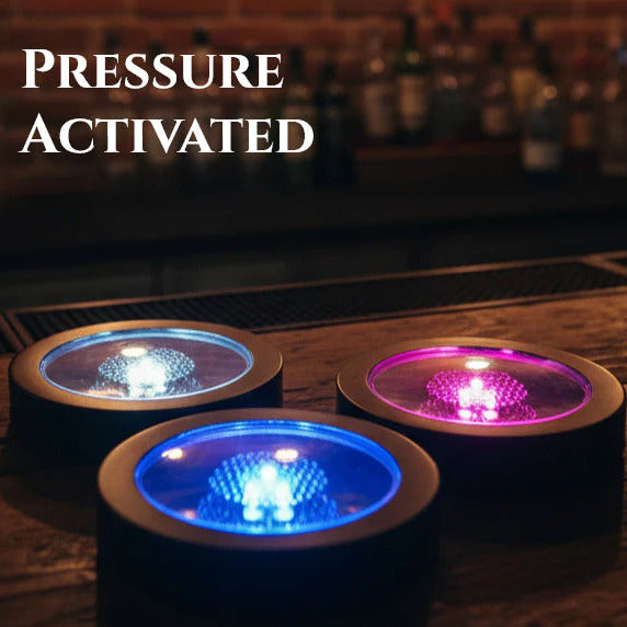 Multi Color LED Light Up Drink Coasters - Pressure Activated
