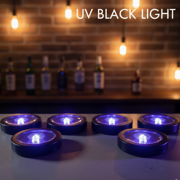 LED Light Up Drink Coasters - UV Black Light