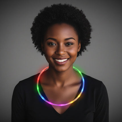 31" Multicolor LED Light Up Fiber Optic Necklace