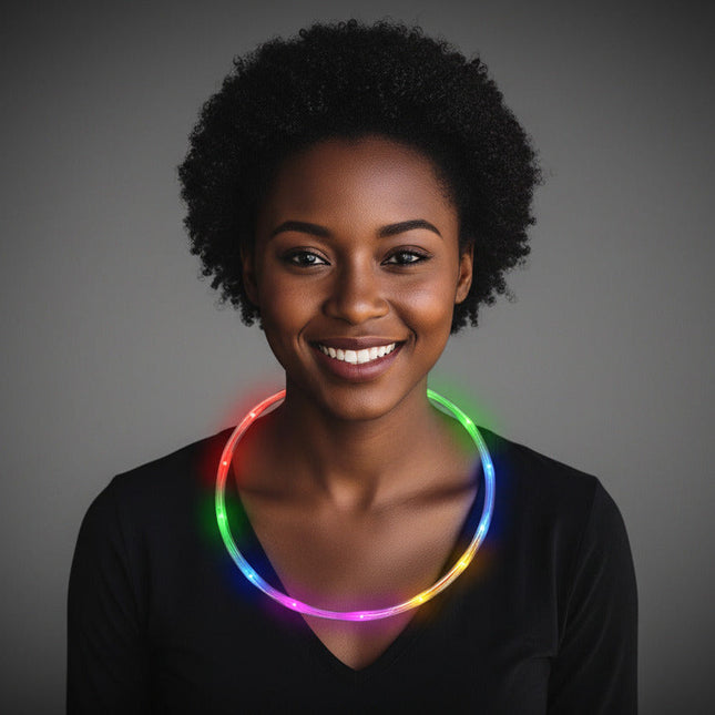 31" Multicolor LED Light Up Fiber Optic Necklace