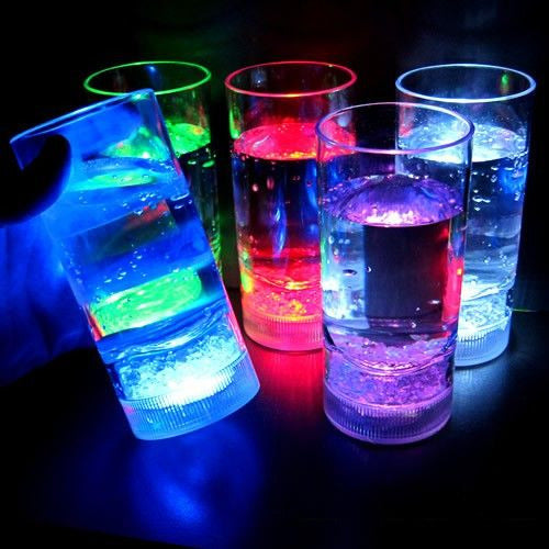 LED Light Up Flashing 12 Oz Tumbler Highball Glasses - Multi Color
