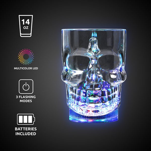 LED Light Up Multi-color Flashing 14 Oz Skull Mug