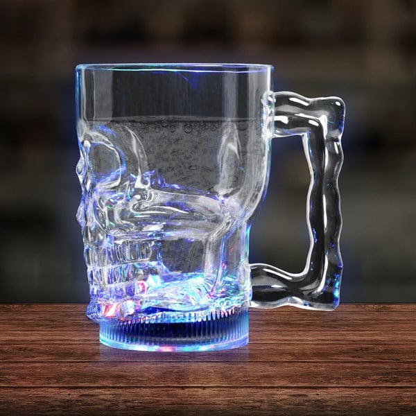 LED Light Up Multi-color Flashing 14 Oz Skull Mug