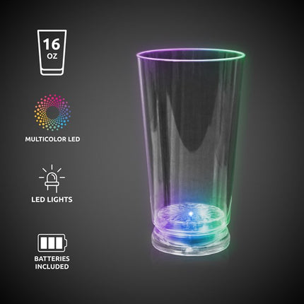 LED Light Up Flashing 16 Oz Pint Glass - Multicolor