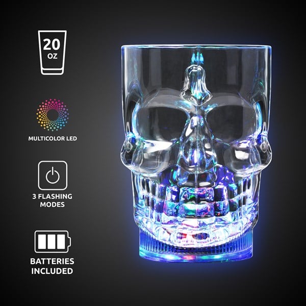 LED Light Up Flashing 20 Oz Skull Mug - Multicolor