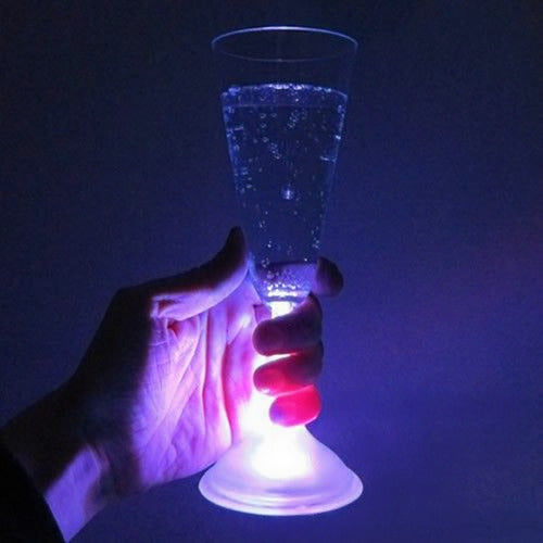 LED Light Up Flashing 7 Oz Champagne Flute Glasses -  Multi Color
