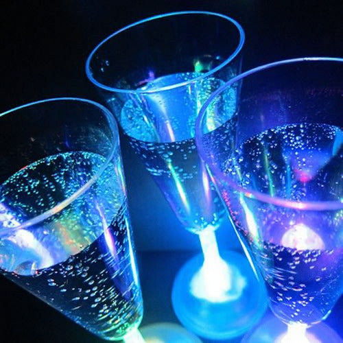 LED Light Up Flashing 7 Oz Champagne Flute Glasses -  Multi Color