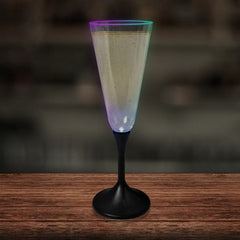 LED Multi-Color Flashing 7 Oz Champagne Glass With Black Stem