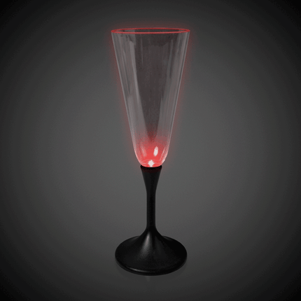 LED Multi-Color Flashing 7 Oz Champagne Glass With Black Stem