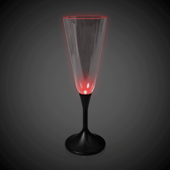 LED Multi-Color Flashing 7 Oz Champagne Glass With Black Stem