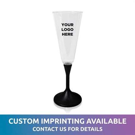 LED Multi-Color Flashing 7 Oz Champagne Glass With Black Stem