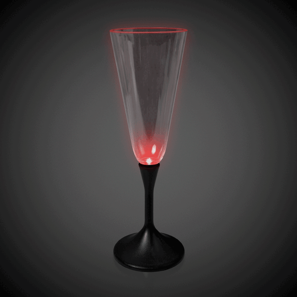 LED Multi-Color Flashing 7 Oz Champagne Glass With Black Stem