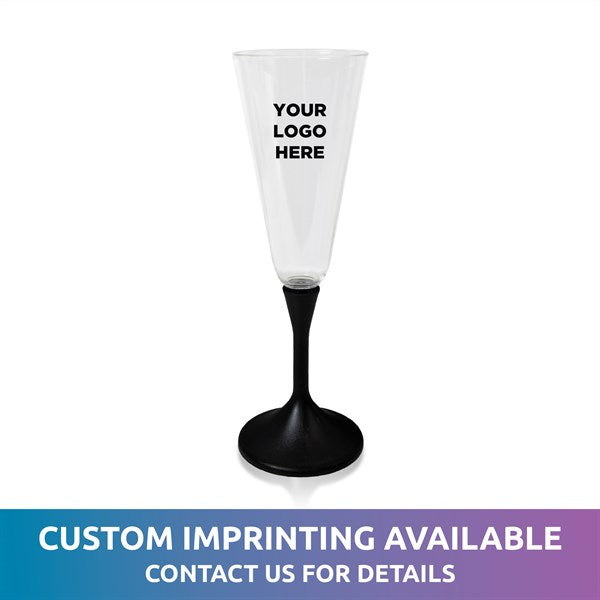 LED Multi-Color Flashing 7 Oz Champagne Glass With Black Stem