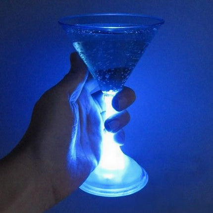 LED Light Up Flashing Blue 7 Oz Martini Glasses