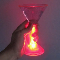 LED Light Up Flashing Red 7 Oz Martini Glasses
