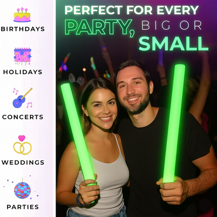 LED Light Up Flashing Green Foam Sticks