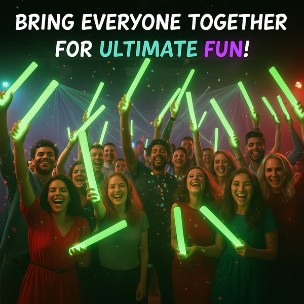 LED Light Up Flashing 16 Inch Green Foam Sticks