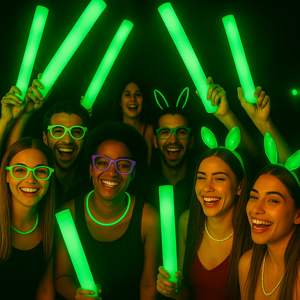 LED Light Up Flashing Green Foam Sticks