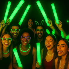 LED Light Up 18 Inch Green Foam Stick Batons - Pack of 48 Sticks