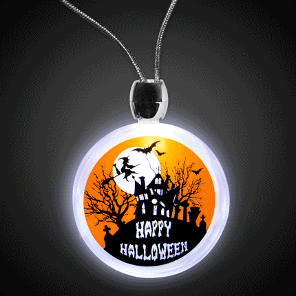 LED Light Up Halloween Haunted House Necklace