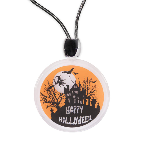 LED Light Up Halloween Haunted House Necklace