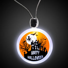 LED Light Up Halloween Haunted House Necklace
