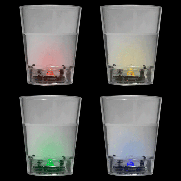 LED Light Up Liquid Activated Shot Glasses - 24 Assorted Per Pack
