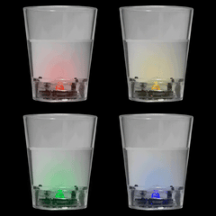 LED Light Up Liquid Activated Shot Glasses - 24 Assorted Per Pack