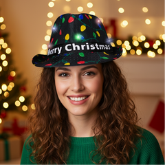 LED Light Up Merry Christmas Fedora Hat