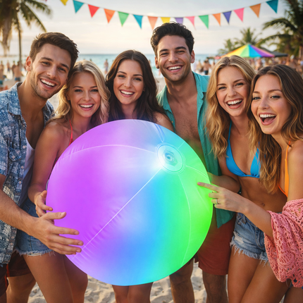 30 Inch Light Up LED Beach Ball - Multi-Color Glow Beach Party Toy