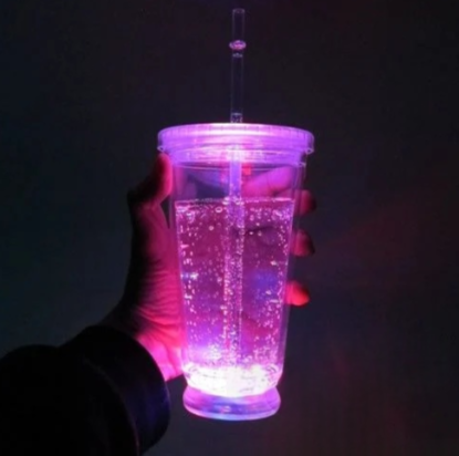 LED Multi-Color Light Up No-Spill Drink Cup With Lid And Straw