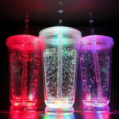 LED Multi-Color Light Up No-Spill Drink Cup With Lid And Straw