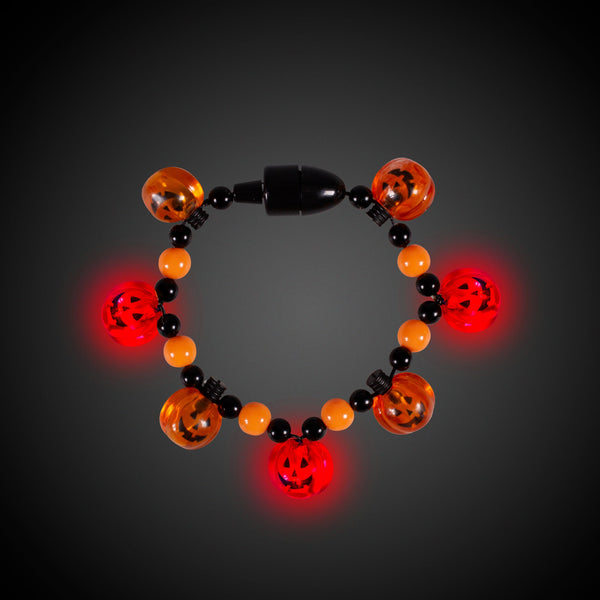 LED Light Up Pumpkin Bead Bracelet