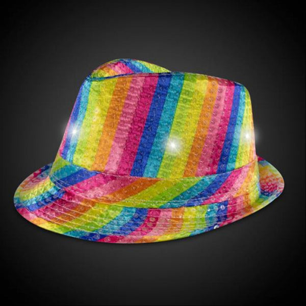 LED Light Up Rainbow Sequin Fedora Hat