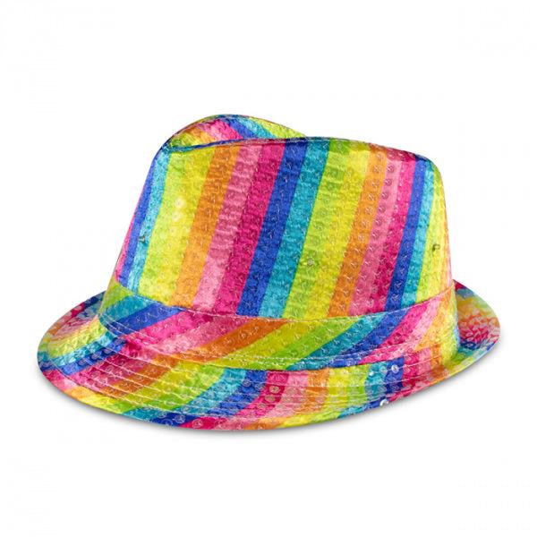 LED Light Up Rainbow Sequin Fedora Hat