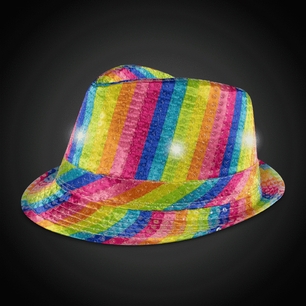 LED Light Up Rainbow Sequin Fedora Hat