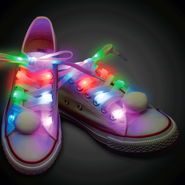 LED Light Up Rainbow Shoelaces - 1 Pair Per Pack