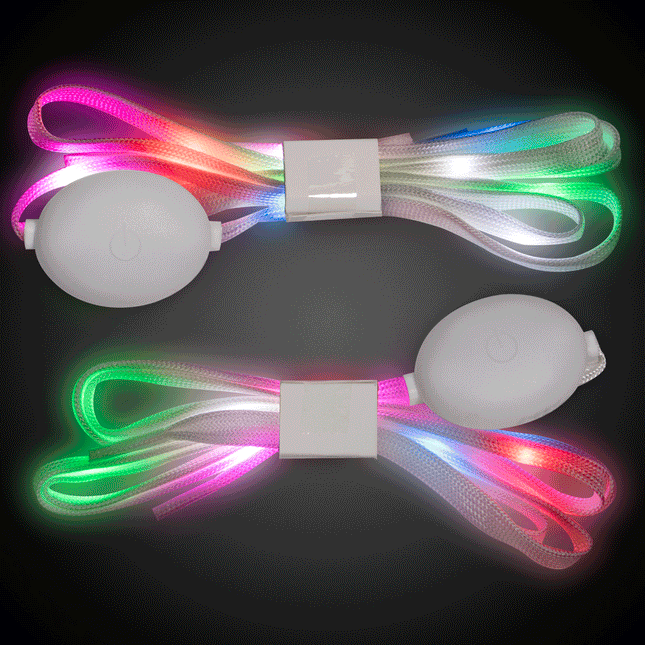 LED Light Up Rainbow Shoelaces - 1 Pair Per Pack