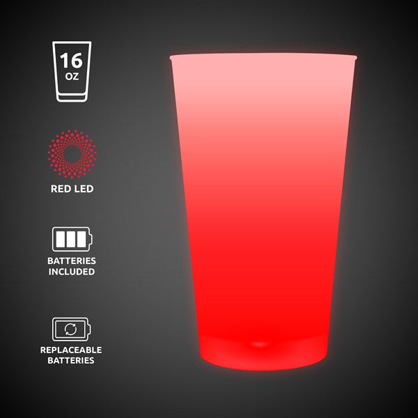 LED Light Up Red 16 Oz Pint Glass