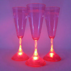 LED Light Up Red Flashing 7 Oz Champagne Flute Glasses