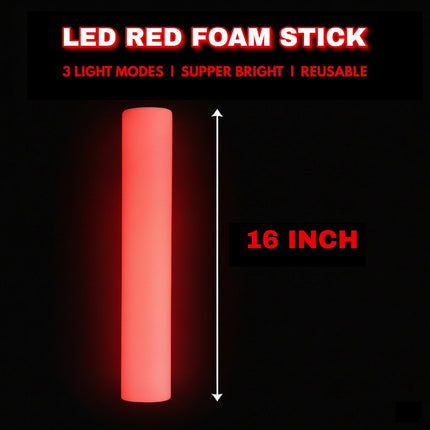 LED Light Up Flashing 16 Inch Red Foam Stick