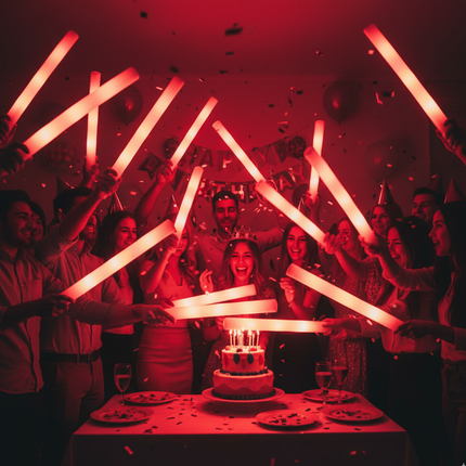 Red LED Light Up Flashing Foam Sticks For Birthday Party