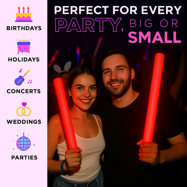 LED Light Up Flashing 18 Inch Red Foam Stick Baton