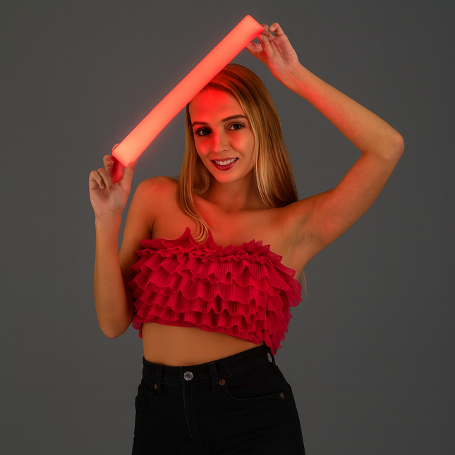 LED Light Up Flashing 18 Inch Red Foam Stick Baton