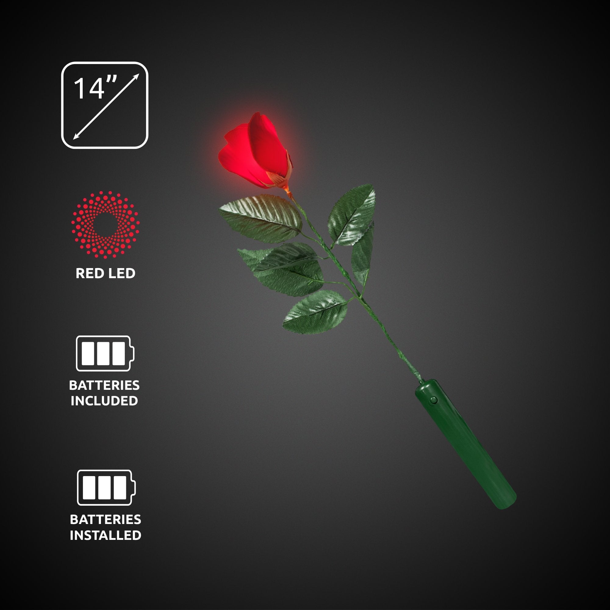 LED Light Up Red Roses - 12 Per Pack