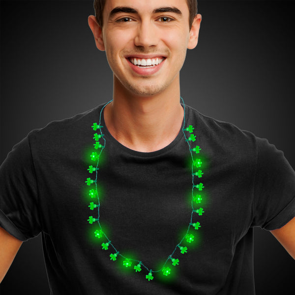 LED Light Up Shamrock Necklace